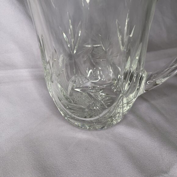 BOHEMIA CZECH REPUBLIC HEAVY 24% HAND CUT CLEAR CRYSTAL PITCHER JUG 7.5"T RARE! - Picture 4 of 4